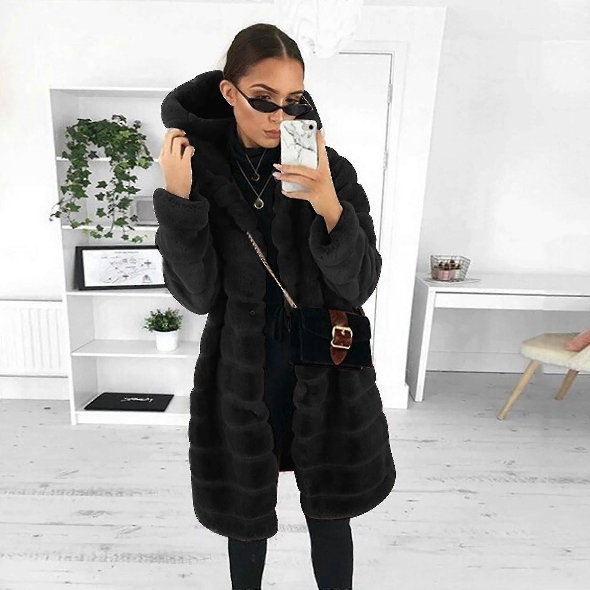 faux pels hettejakke mink fløyelsjakke fuzzy jakke faux mink pels varm frakk