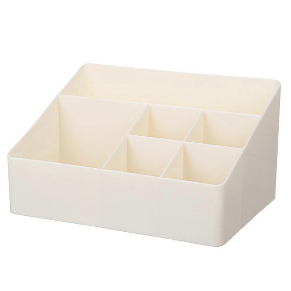 Versatile 6Lattice Cosmetics Storage Box - Creative Office Desktop Organizer, Clear Plastic, Multi-Compartment Design