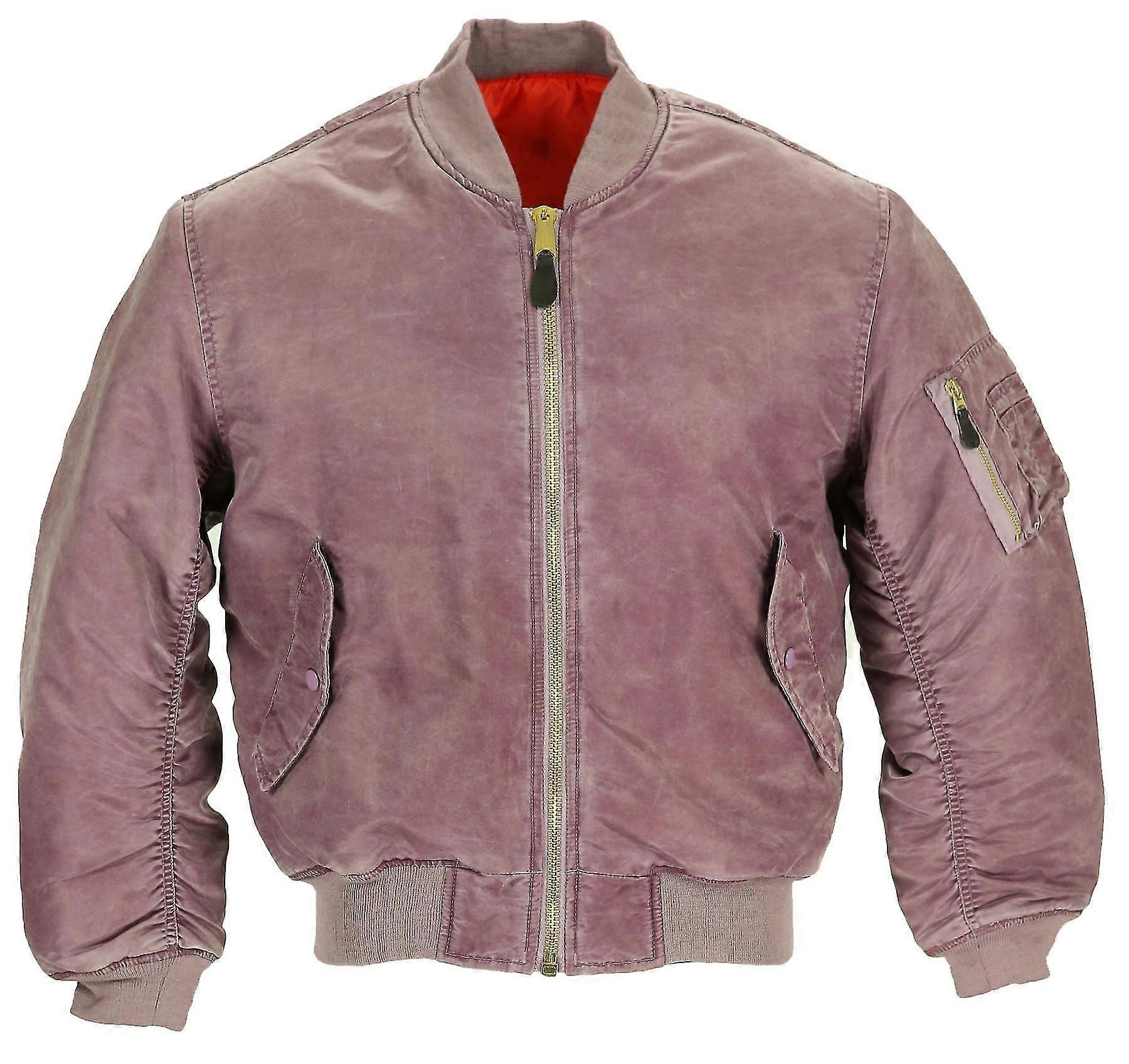 Skinhead Stonewashed Ma1 Bomber Flight Army Jacket Large Maroon