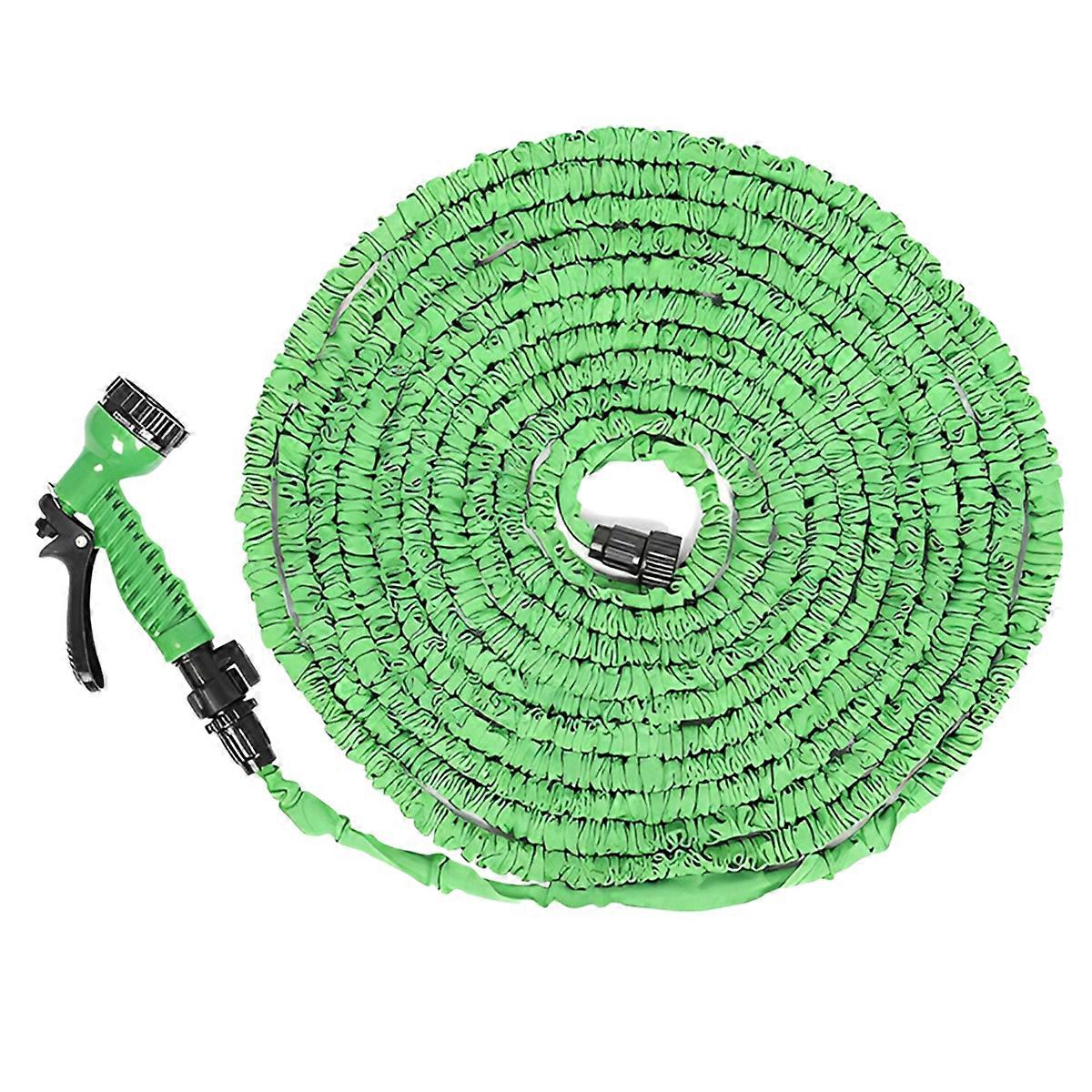 30m retractable expandable garden hoses with 7-function gun green