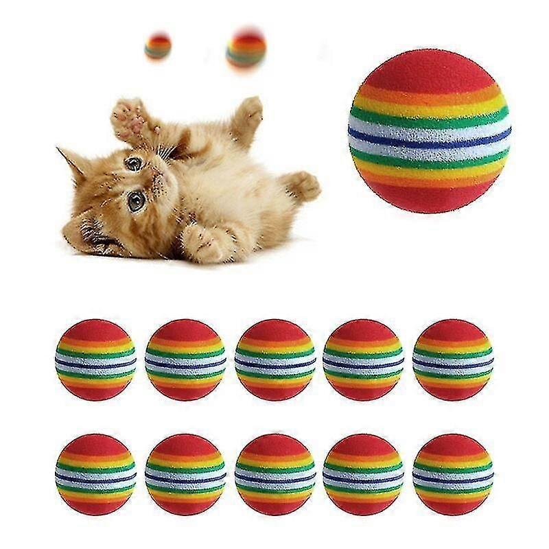 10 Pcs Colorful Elastic Foam Balls Training Cat Interactive Toys Dog Funny Toy Colorful Pet Rainbow Foam Balls