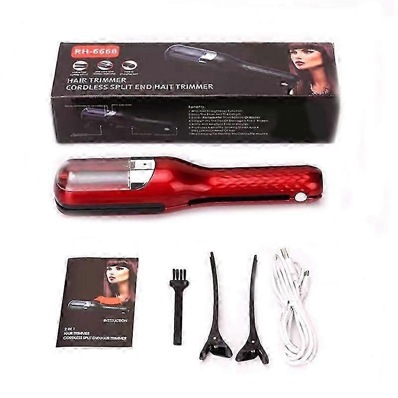 2025 Cheveux Pointes Fourchues Tondeuse Dissolvant Cheveux Endommagés Réparation Soins Capillaires Traitement Rechargeable Sans Fil Coupe De Cheveux Rouge EU Plug