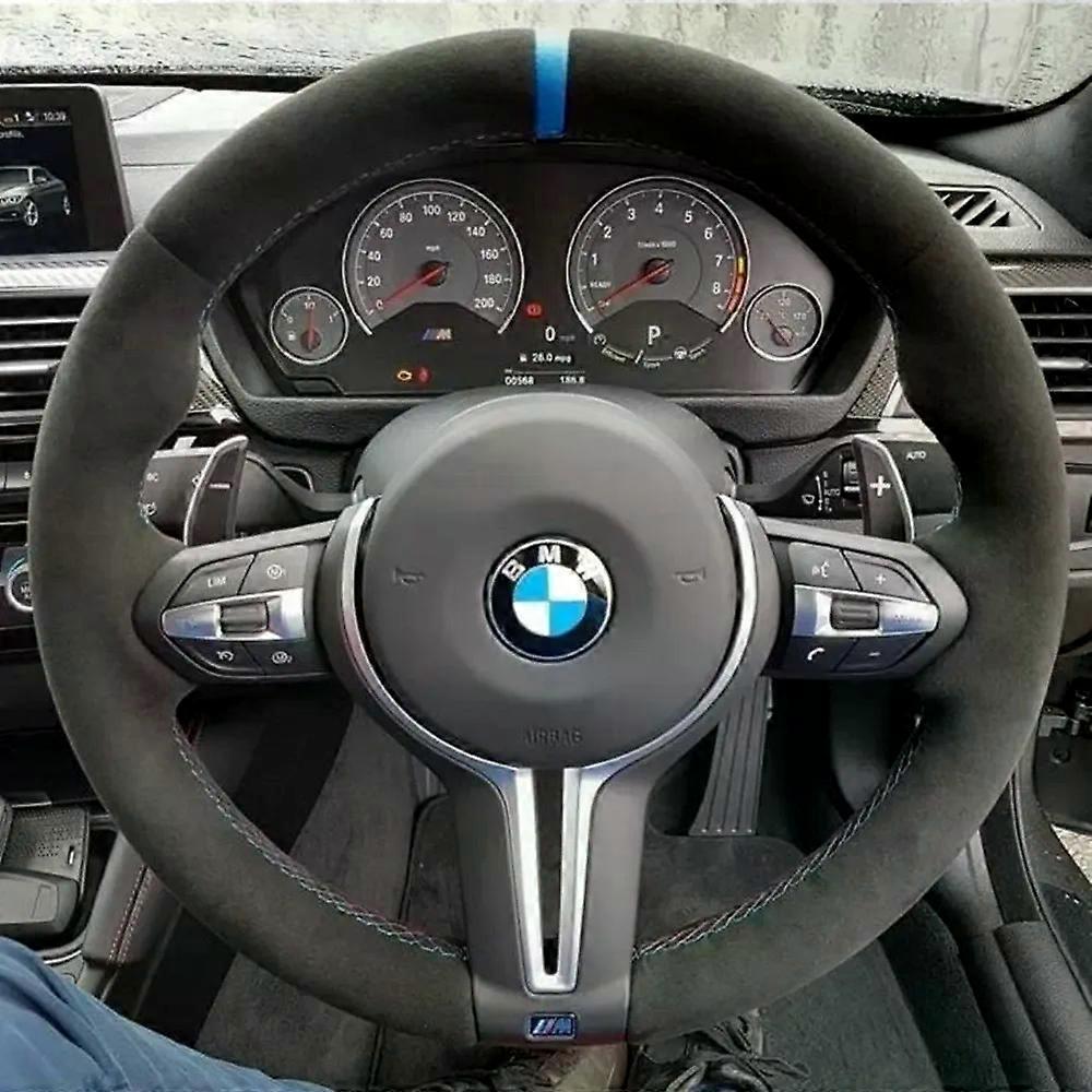 Ansök anpassad mocka läder bil ratt kåpa för F87 M2 F80 M3 F82 M4 2 M5 F12 F13 M6 F85 X5 M F86 X6 M F33 F30 M Sport