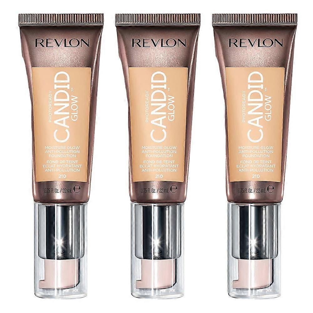 3 x レブロンフォトレディキャンディッドモイスチャーグローファンデーション-210ナチュラルオーカー