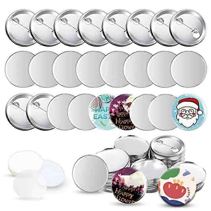 100 Sets Blank Button Making Supplies for Button Maker Machine Round Badge Pin Button Parts, 58mm/2.