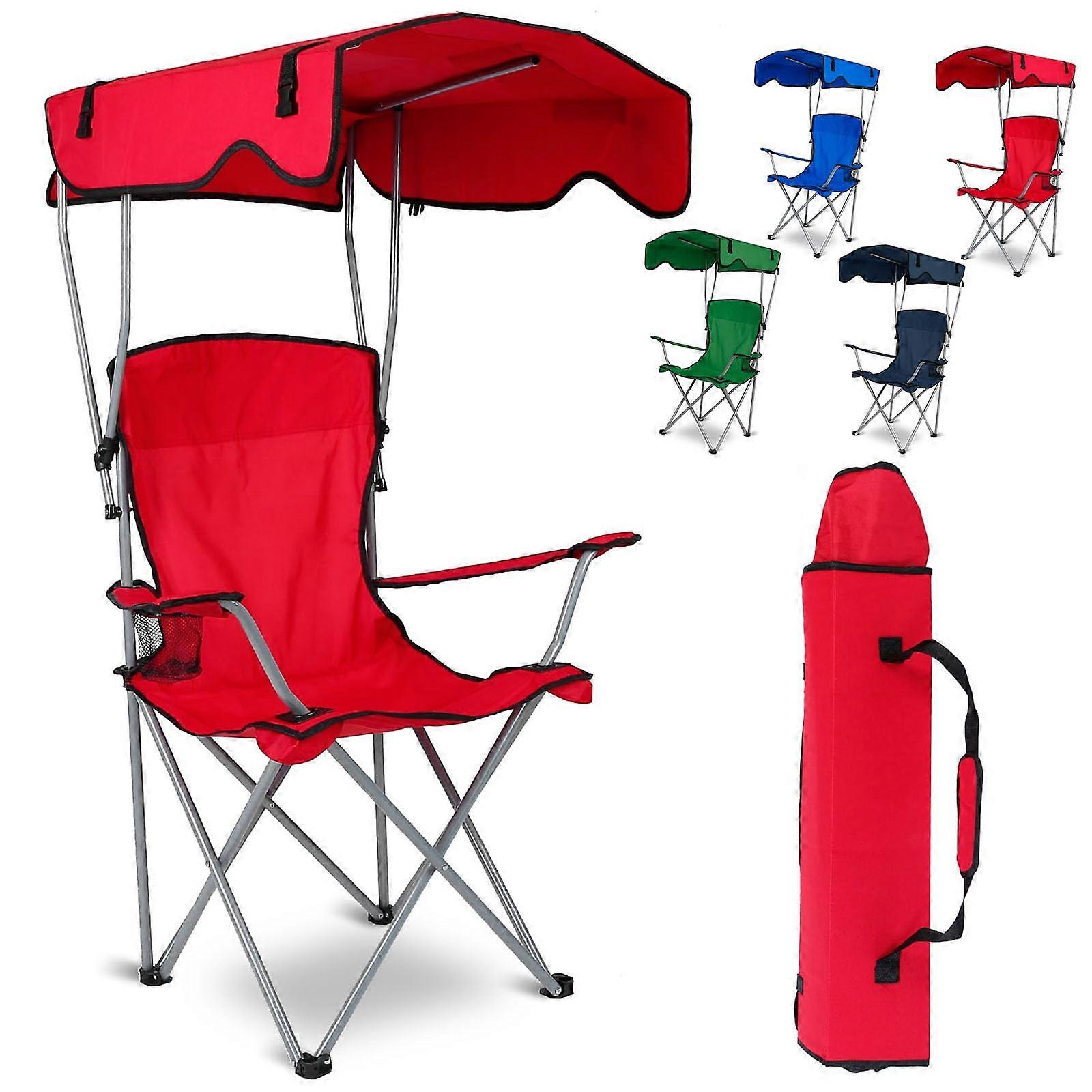 Folding Camping Chair with Canopy for Sun Protection, Portable Lightweight Design for Beach Poolside Picnic Travel