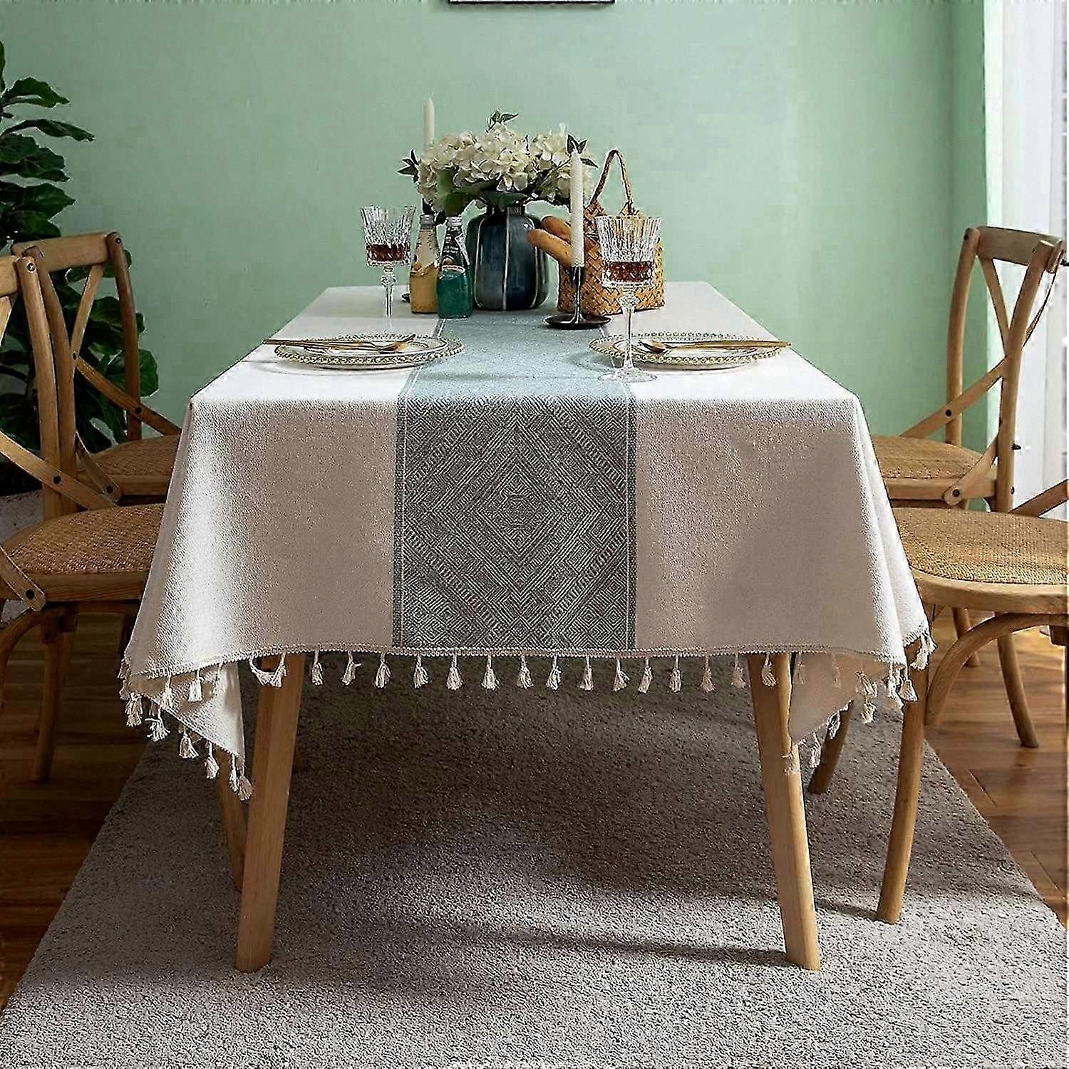 Rectangular Washable Tablecloth Durable Stain-Resistant Table Cover for Kitchen Dining Party Events