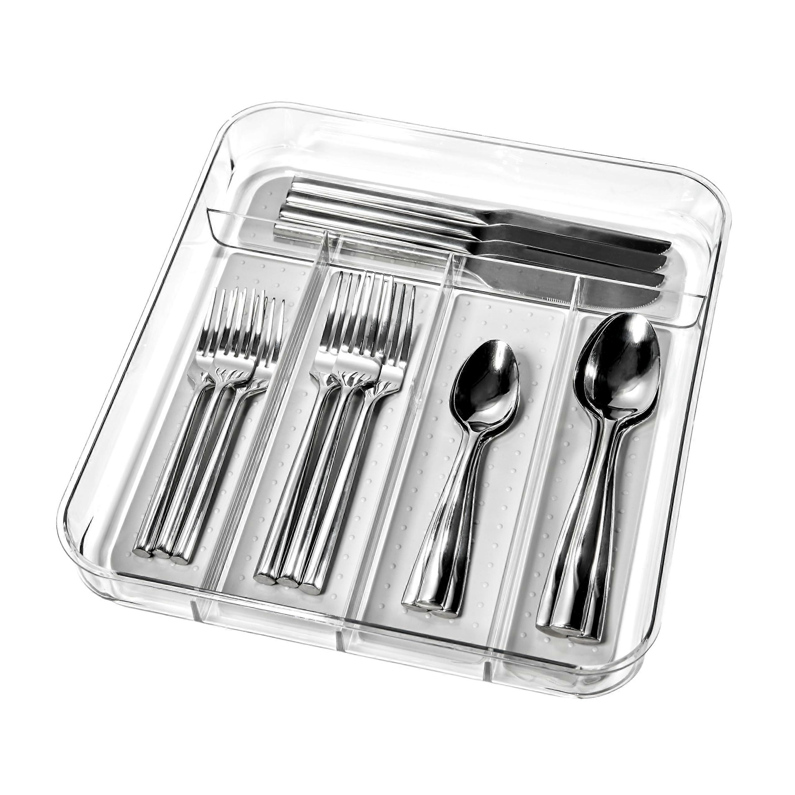 Silverware tray for kitchen drawer organization and storage small clear