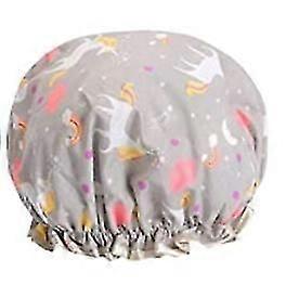 Shower Caps  Waterproof Double Layers Shower Caps Elastic,unicorn