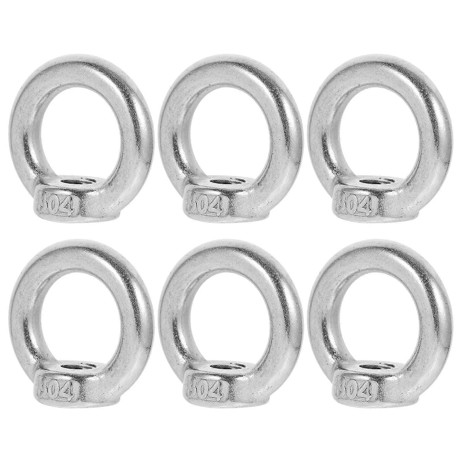 6pcs Eye Bolt Stainless Steel Tie Down Ring Tie Down Ring Nut Fastener Threaded Nut