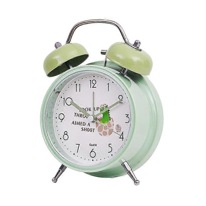 Student Cute Style Bell Alarm Clock Bedside Mute Clock With Light Specification: Y35 4 Inch (Green)