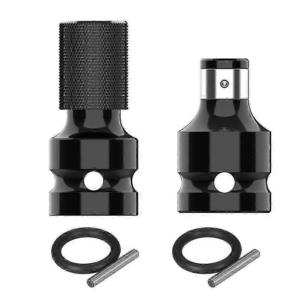 2 Piece Socket Adapters 1/2" Square to 1/4" Hex Hex Ratchet Socket Quick Release Chuck Converter for Screwdriver Bit Holder and Impact Ratchet -Steel