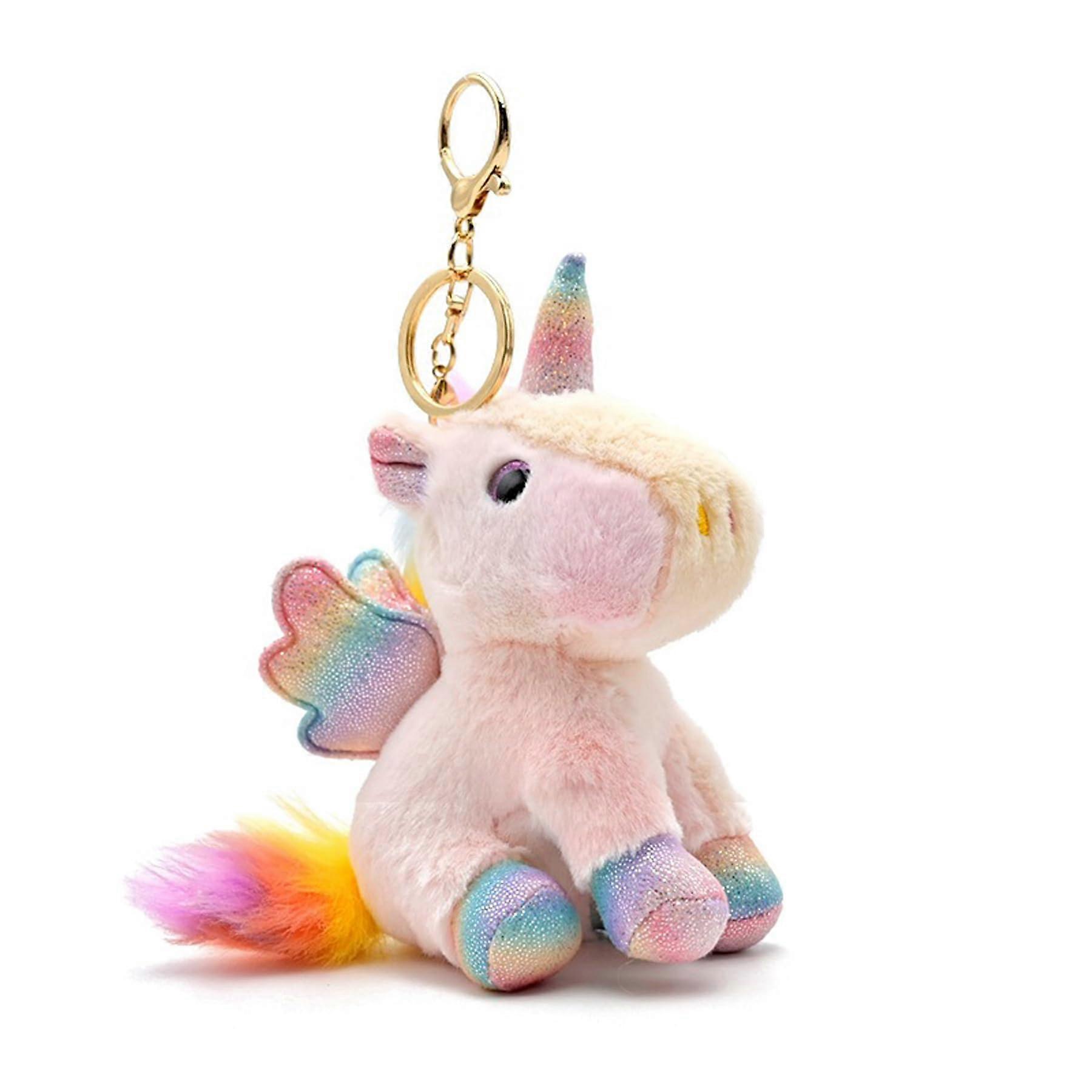 Plush unicorn key chain filled animals key cha backpack decorations necklace switch ring pink