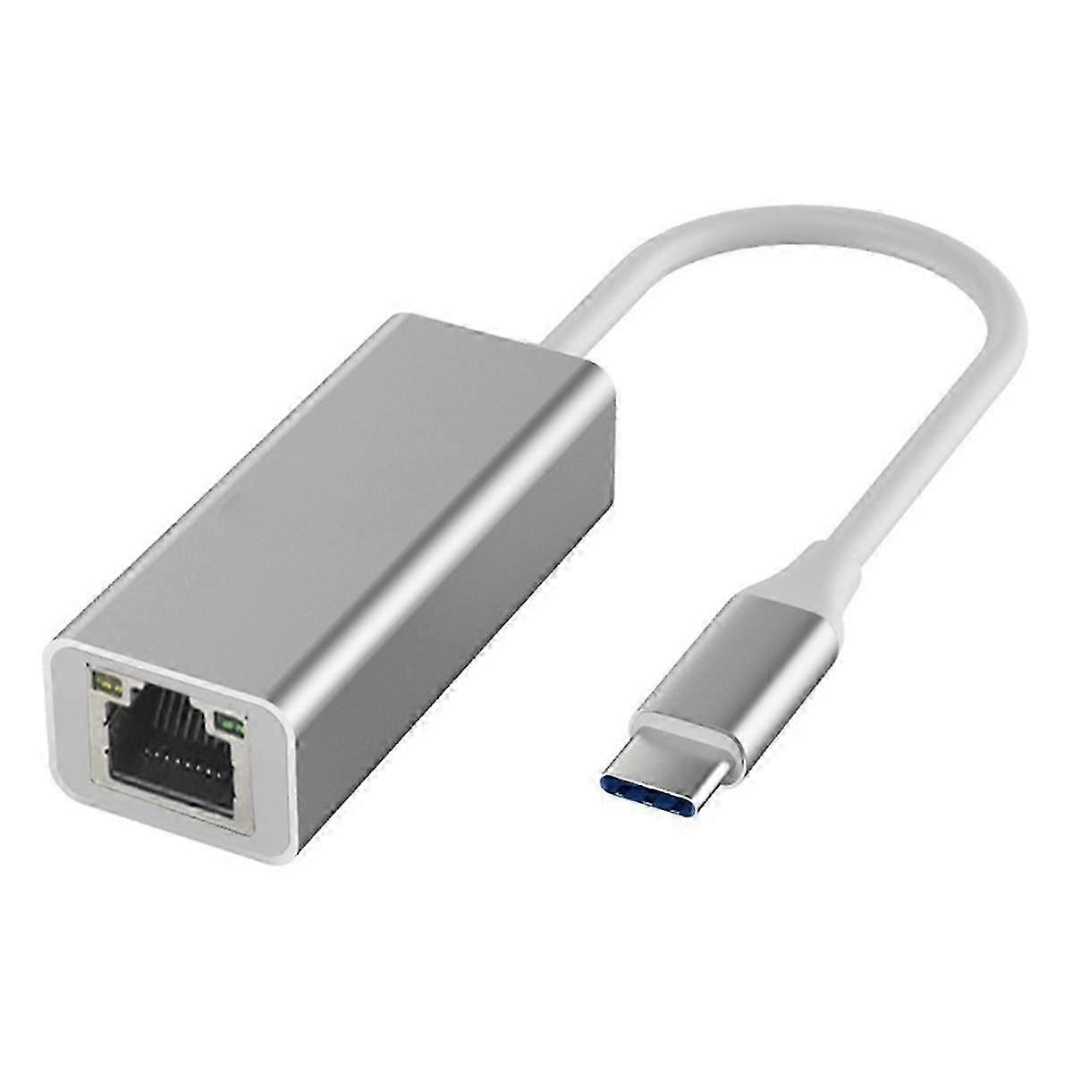 Adaptador Type-c para Ethernet Conversor de Interface Type-c para Rj45 Para Todos os Tipos de Laptops Prata