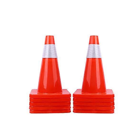 18" Traffic Cones - 10 Pack PVC Safety Road Parking Cones with Weighted Base, Fluorescent Orange Color and 4" Reflective Strips