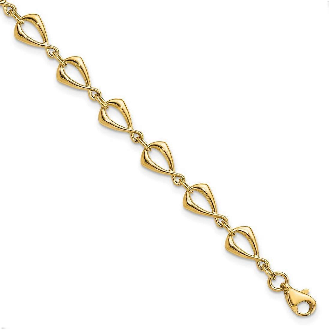 Bracelet à maillons fantaisie poli en or jaune massif 10 carats 7,5 pouces pour les femmes - 2,8 grammes