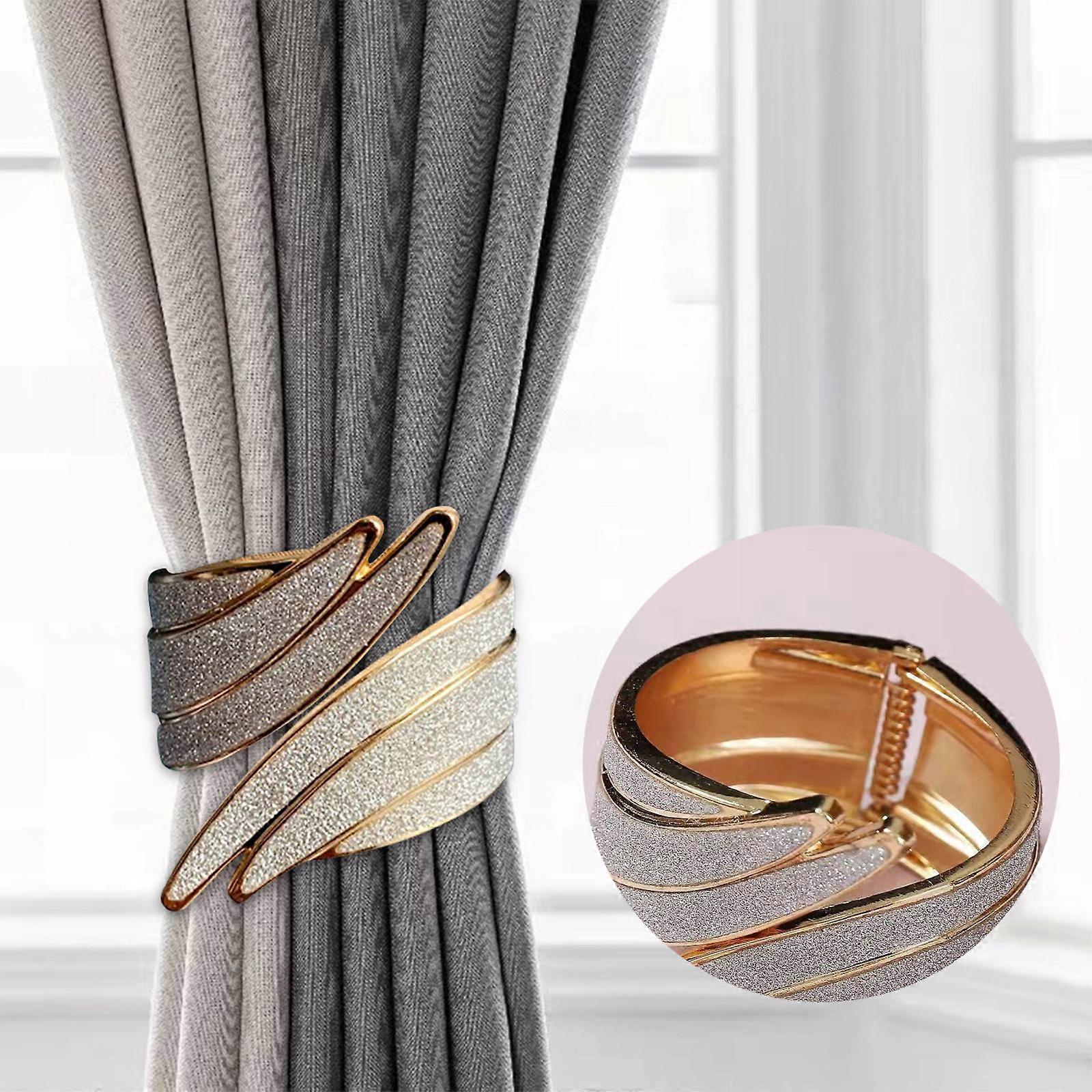 Feather Curtain Tiebacks, Metal Set With Diamond Curtain Tiebacks For Home Office Drapery Decorative Window Tie Backs Sheer Curtains Holders 1PC pp912