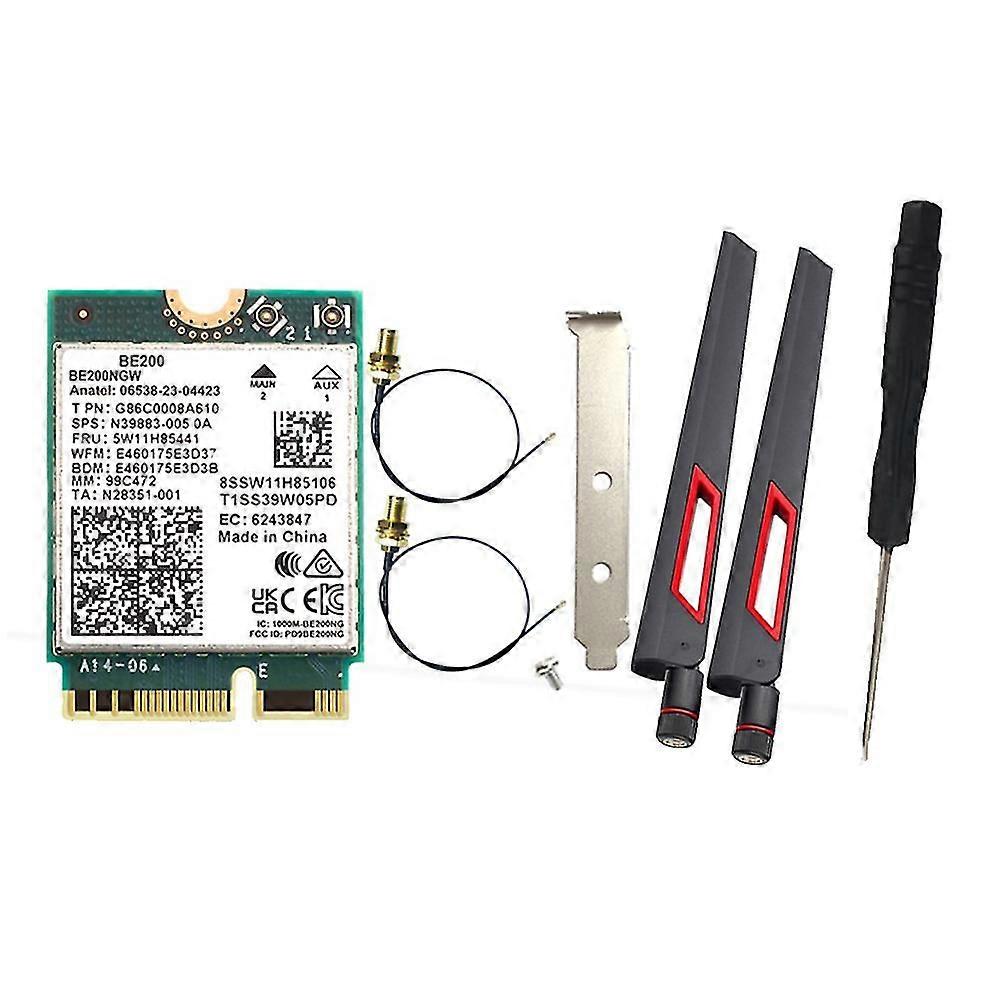 WIFI 7 BE200 BE200NGW WiFi-Karte + 2PC 10DB Antenne BT 5.4 802.11AX Tri-Band M.2 NGFF Drahtloses Netzwerk