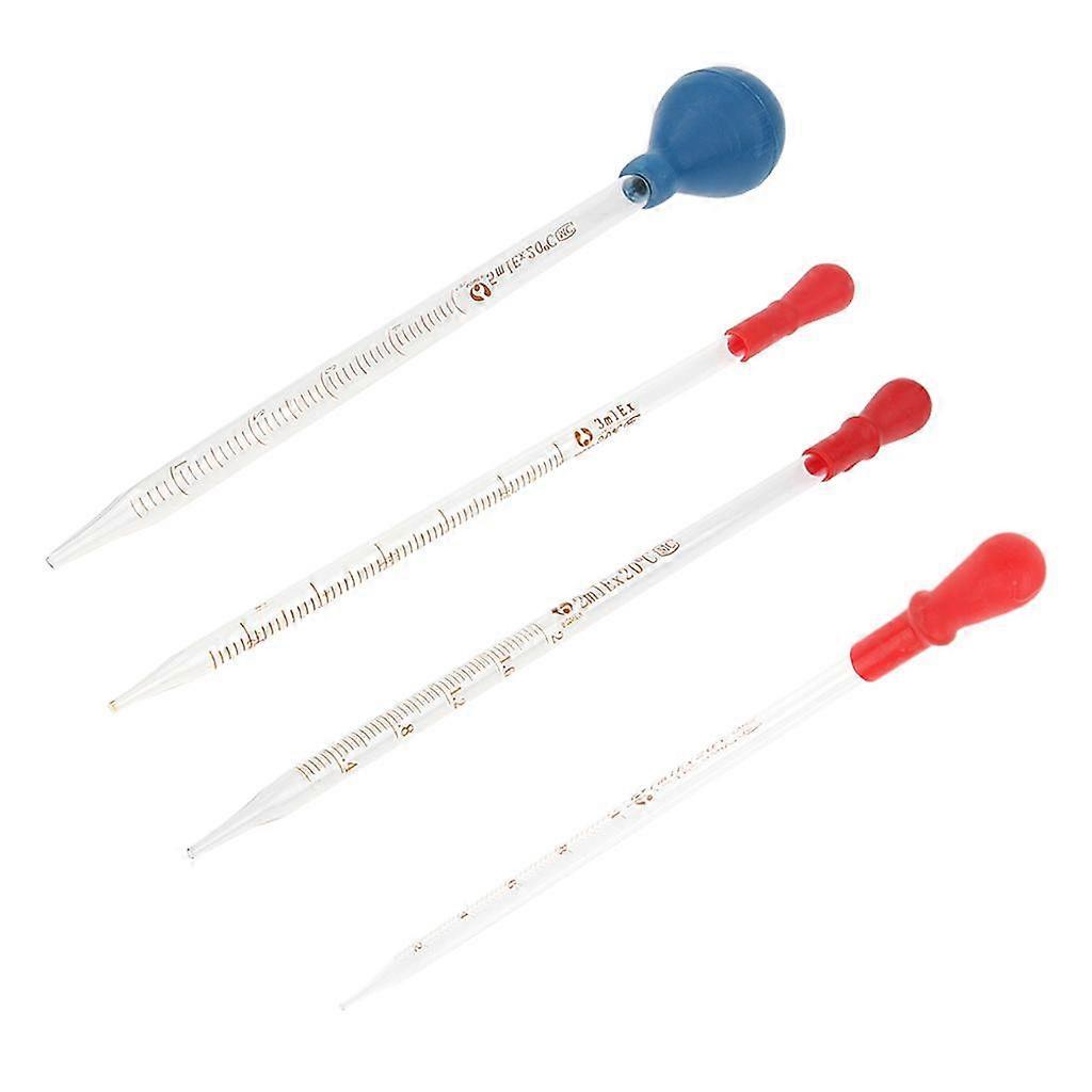 Ensemble de 4 pipettes en verre graduées compte-gouttes avec chimie du caoutchouc