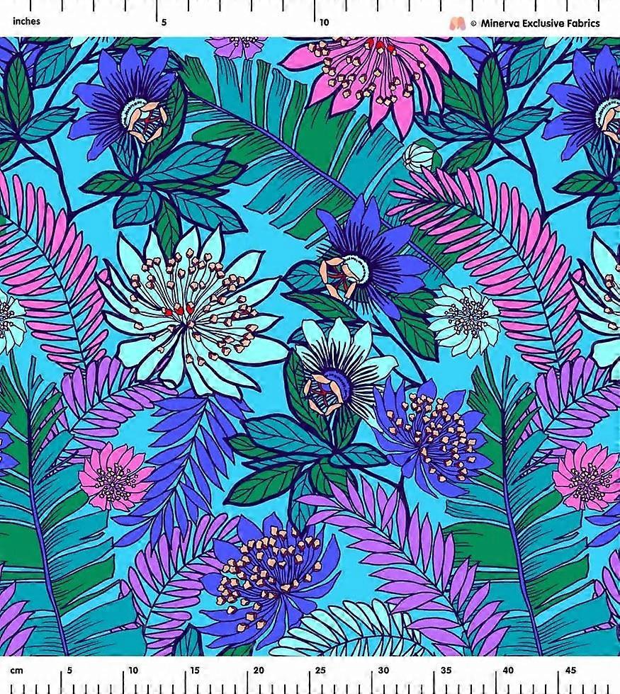1.45m Minerva Exclusive Passionflower Palms Crepe Back Satin POD Fabric - per metre