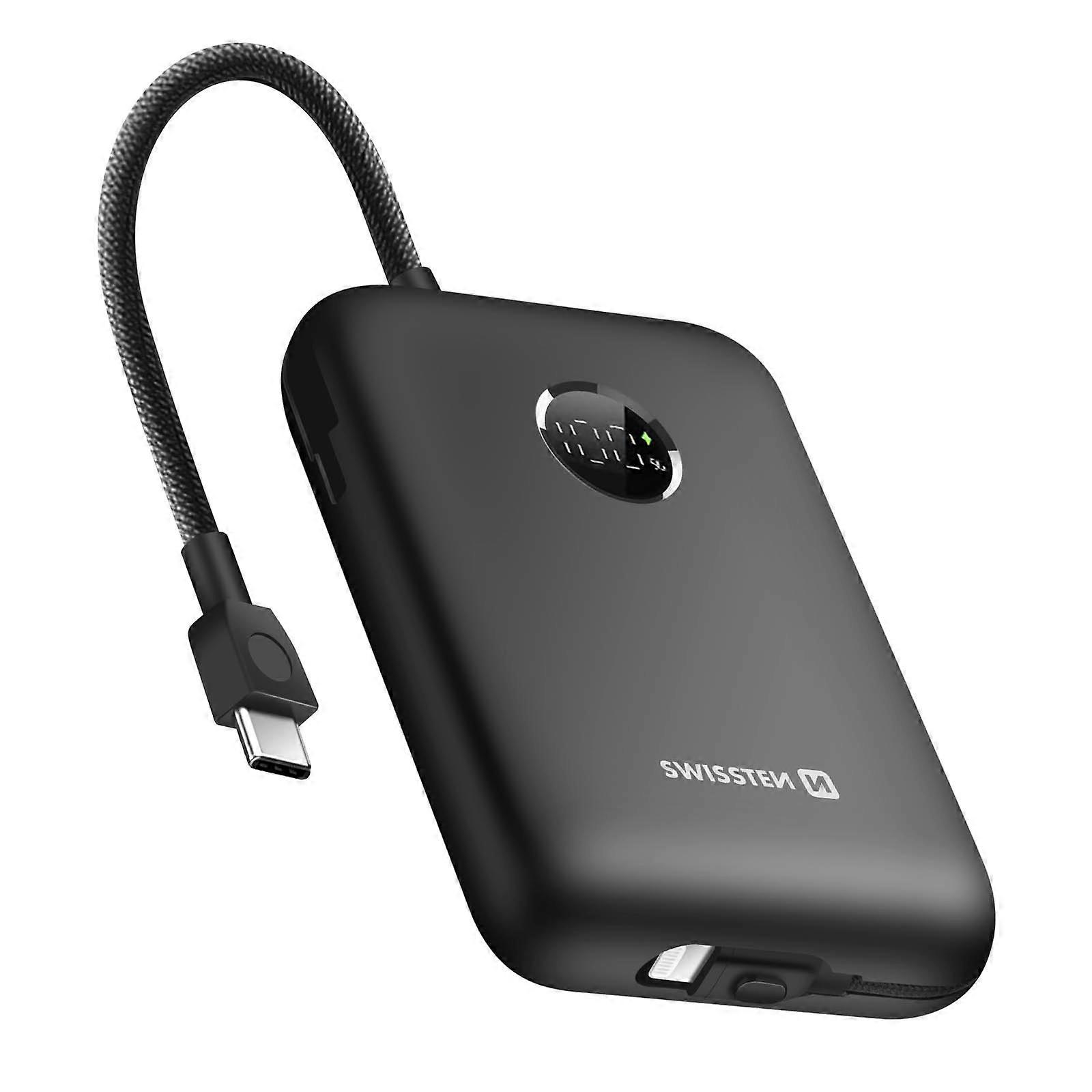 20000mAh External Battery Integrated USB-C and Lightning LED Display, Black