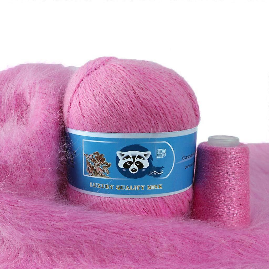 2 Pcs Long Plush Mink Pure Natural Kniting Picks Wool Worsted Weight Yarn Handmade Wool Couture Making Material,50g+20g