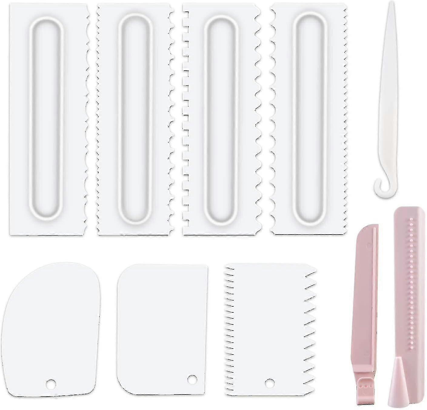 Cake Scraper & Decorating Comb Set - Plastic Icing Smoother with Sawtooth Edge for Cake Frosting