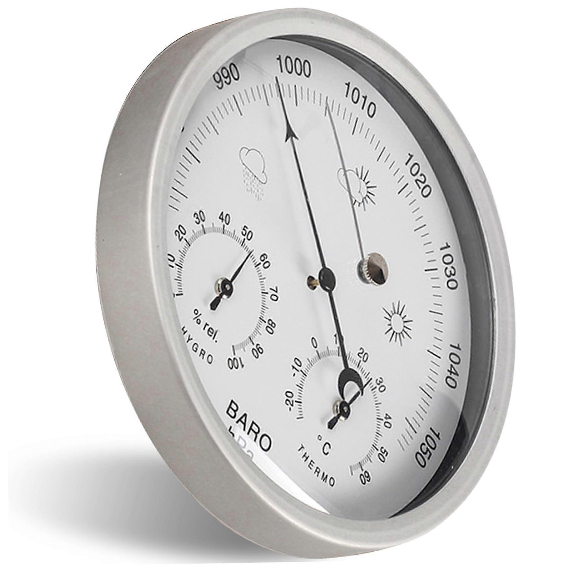 Barometer 3 in 1 with Thermometer Hygrometer, Silver
