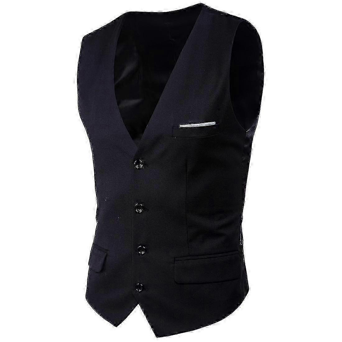 Solid color waistcoat for plus size men, single breasted business vest