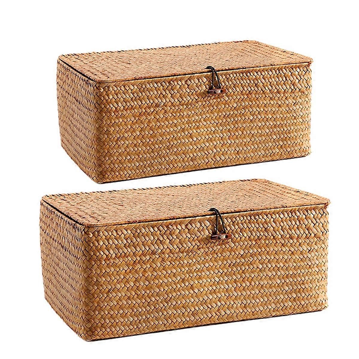 Straw Storage Box Lidded Storage Box Underwear Storage Box Jewelry Box Storage Basket
