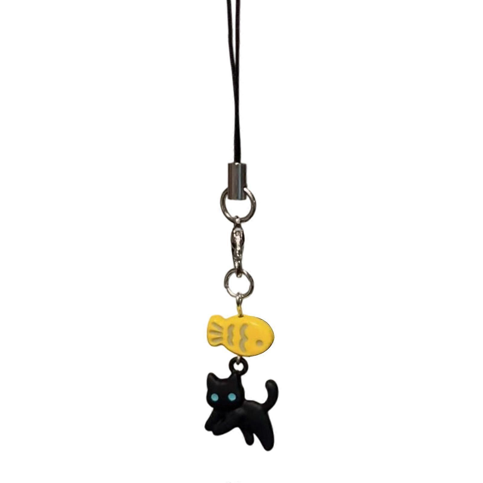 Practical Handmade Beadwork Cats Hanging Ornament Versatile Phone Charm Portable for Styles Upgrades Daily Use Orange