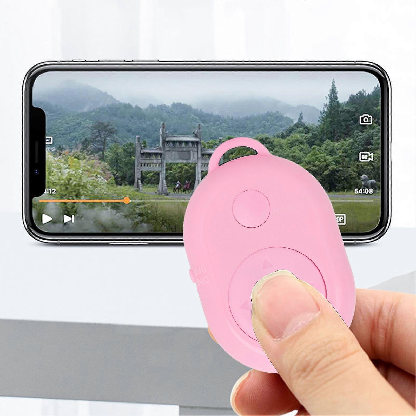 Phone Remote Control BT 4.0 10m USB Type C Charging Selfie Clicker for Giving A Like Page Turning Shooting Pink 