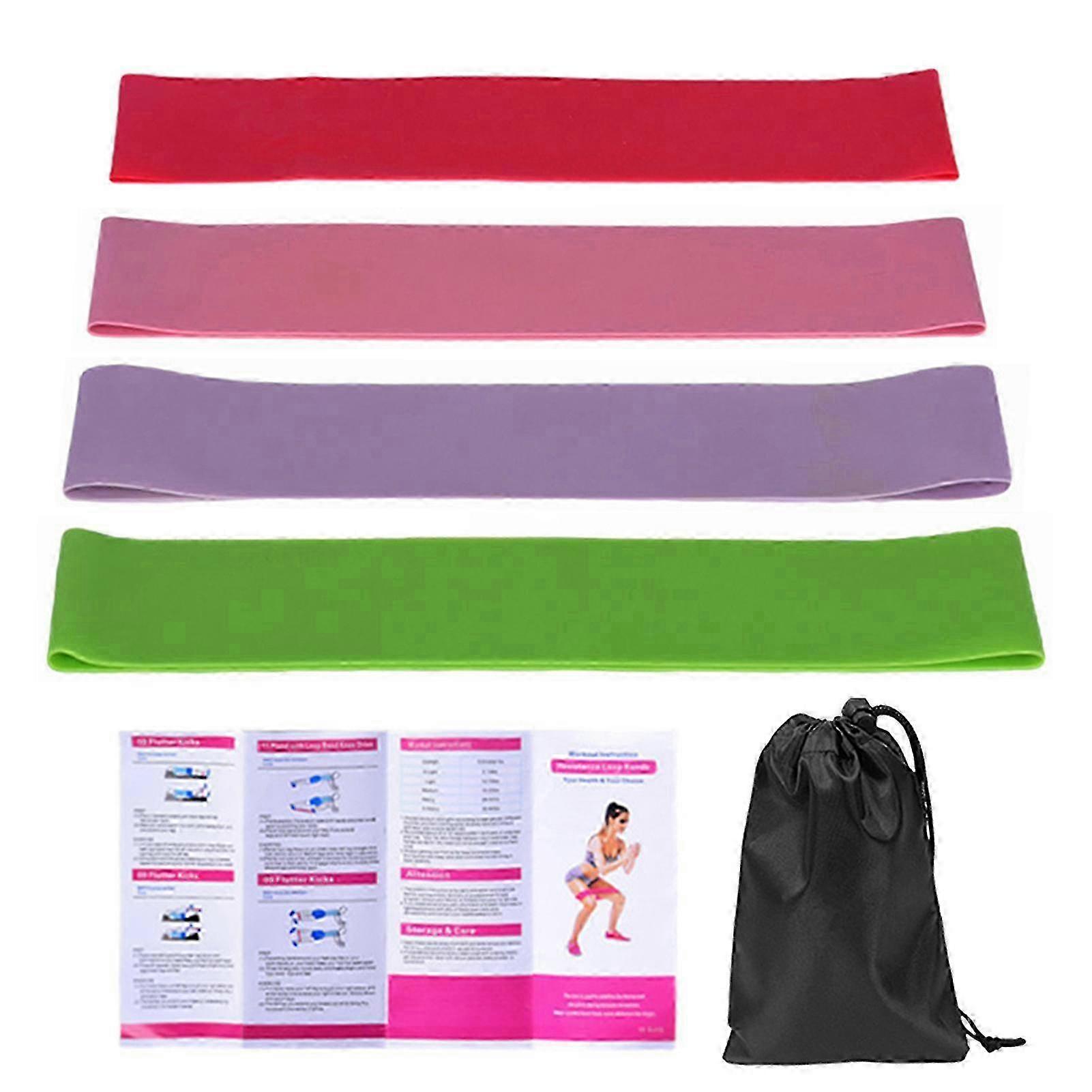Set of 4 Exercise Resistance Loop Bands for Gym Training and Fitness Activities