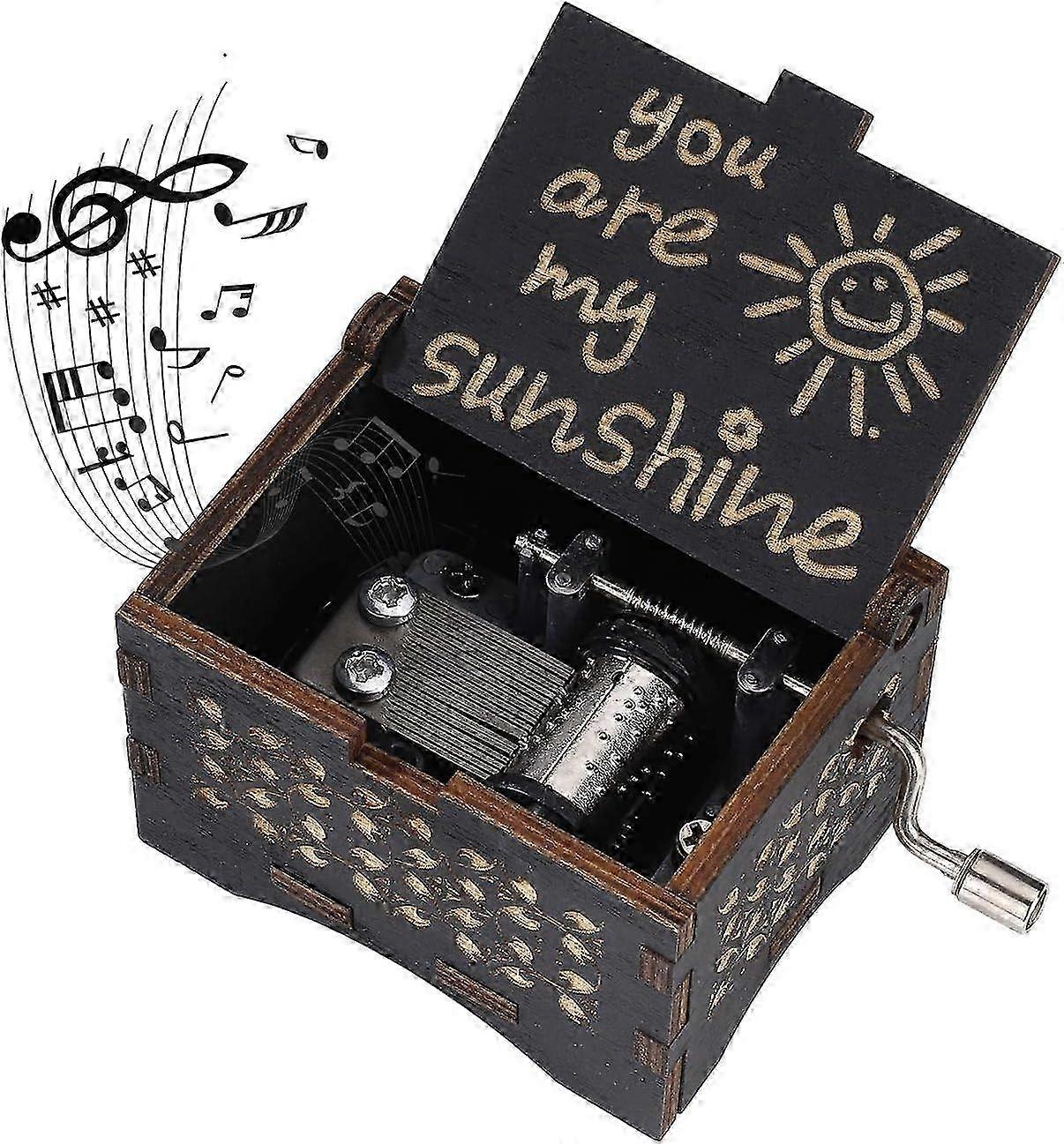 תיבת נגינה מעץ ארכובה ידנית מנגנת אתה השמש שלי - מתנה מוזיקלית מושלמת לימי הולדת