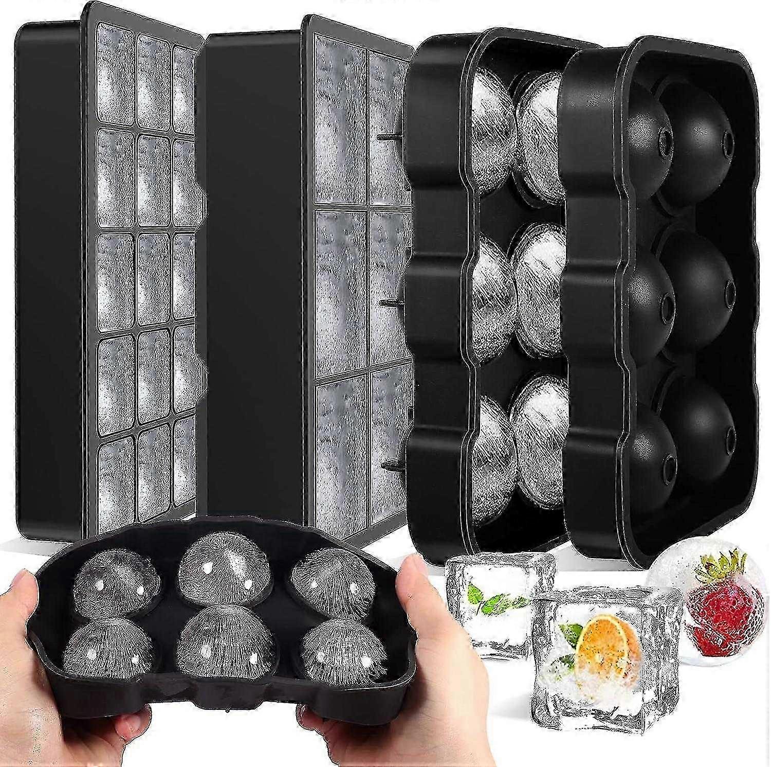 Flexible Ice Cube Mold Set of 3 with Lid, Large Easy Release Ice Cube Tray for Chilled Beverages, Suitable for Various Drinks Including Whis