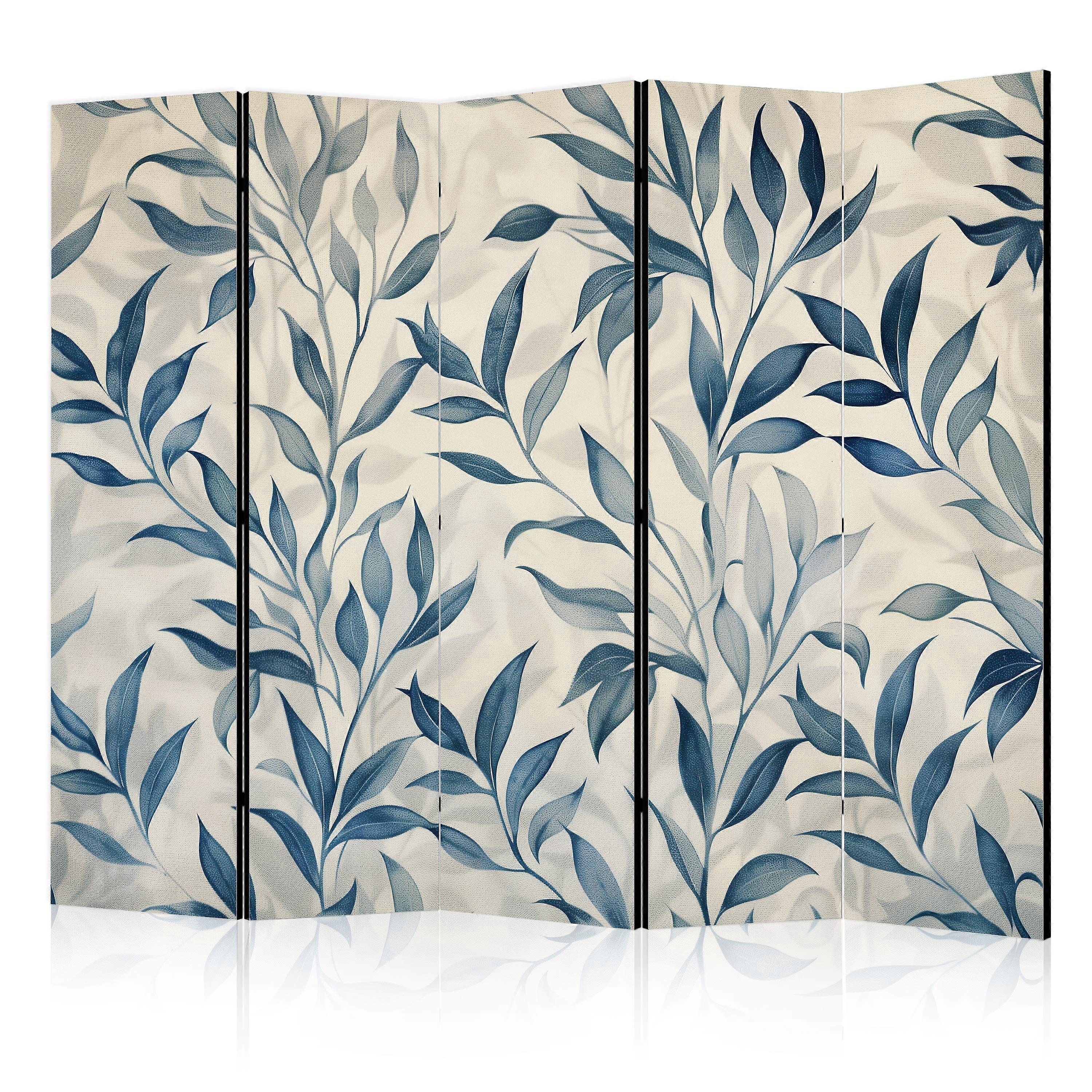 Screen - Blue leaves - Delicate botanical motif