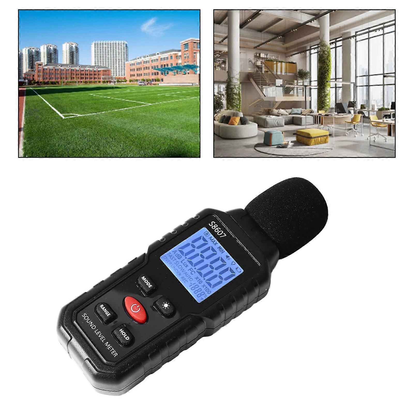 Sound Level Meter Digital LCD Display Backlit Screen Noise Decibel Portable SPL Meter S8607 