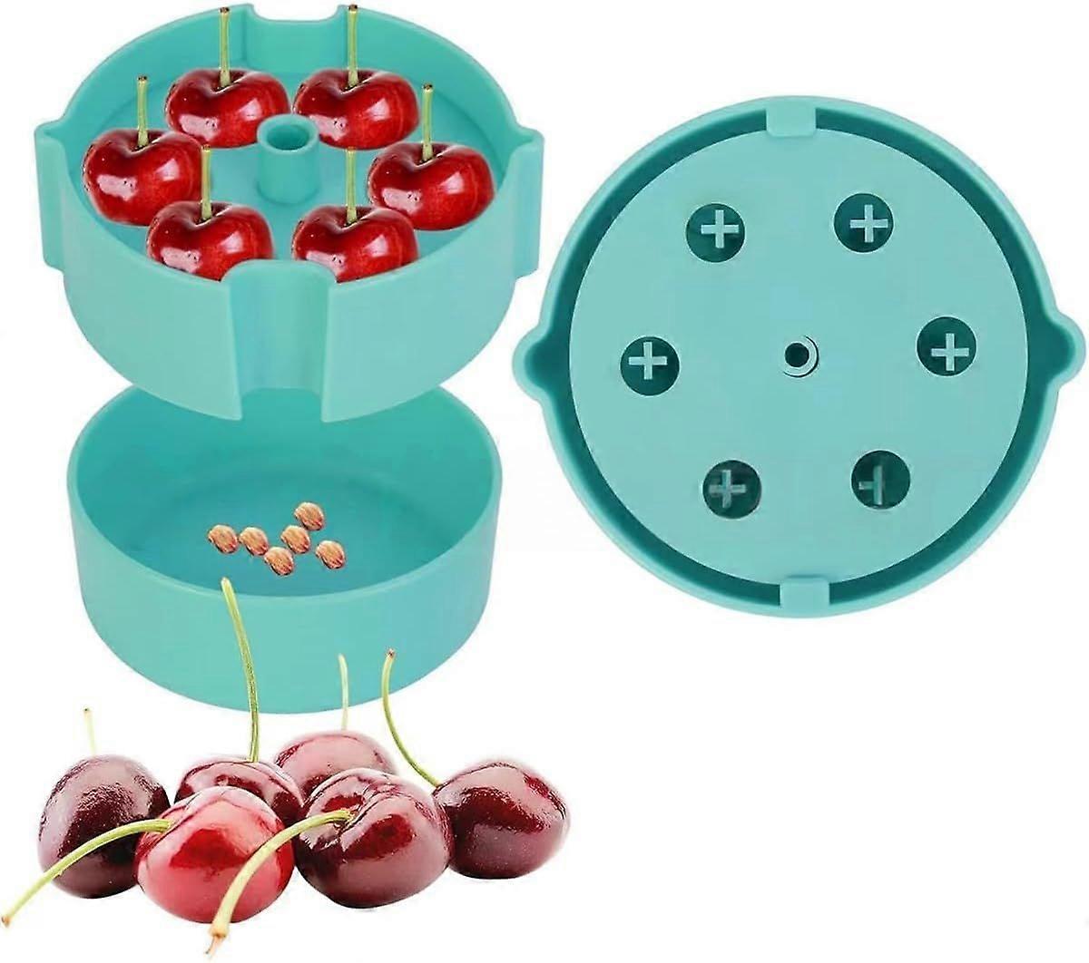 Cherry Pitter - Portable Cherry Pitter Corer Tool with Splash Guard, Pits up to 6 Cherries at Once, Dishwasher Safe, ABS Constructi