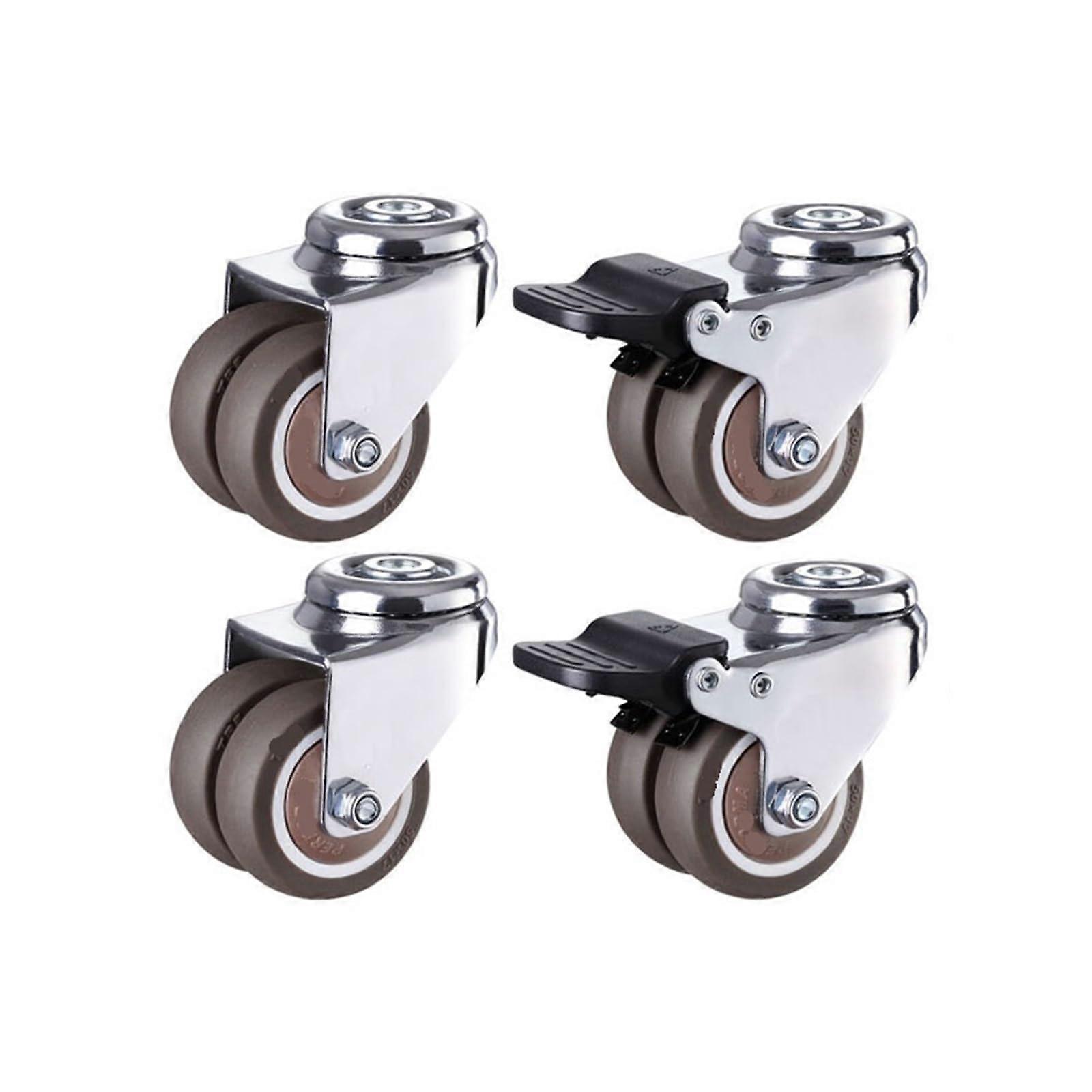 2' Swivel Casters with 8.2mm Hole Locking Replacement Casters for Industrial, Machinery, Furniture Set of 4(Type 2)