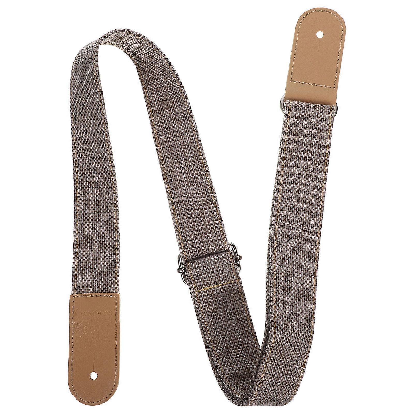 Adjustable Length Guitar Straps, Blended Cotton Linen Material, Secure Leather Ends