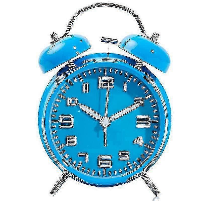 tung sovande väckarklocka med bakgrundsbelysning, batteridriven vintage sovrum klocka - blå