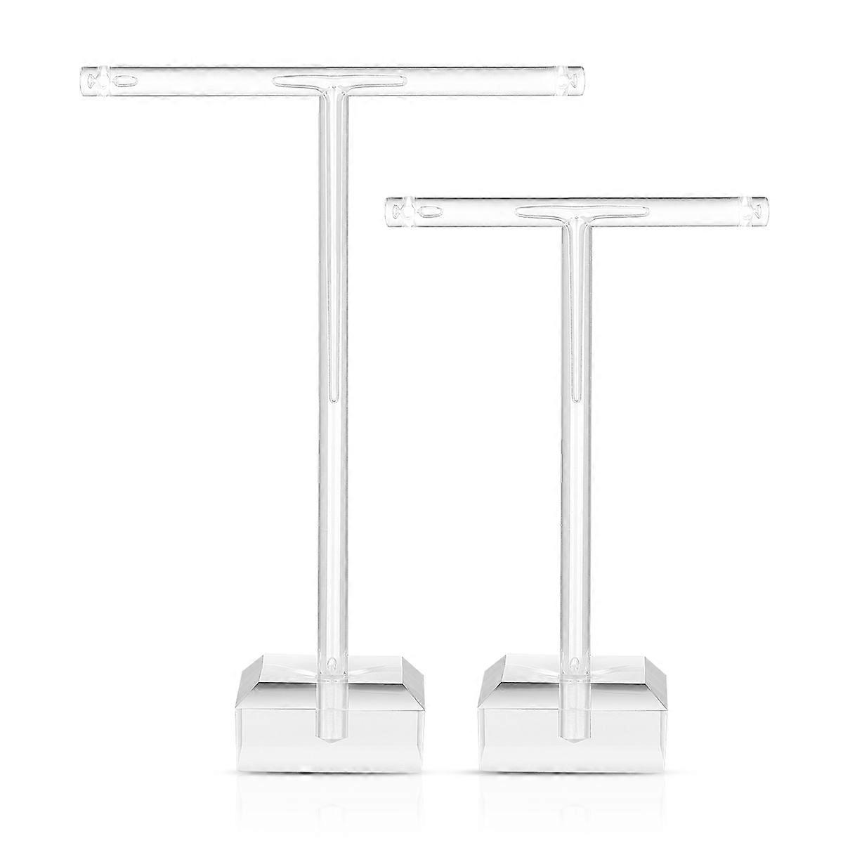 T Shape Earrings Stand Display Rack for Jewelry Organizer Transparent Plastic 2 Pieces