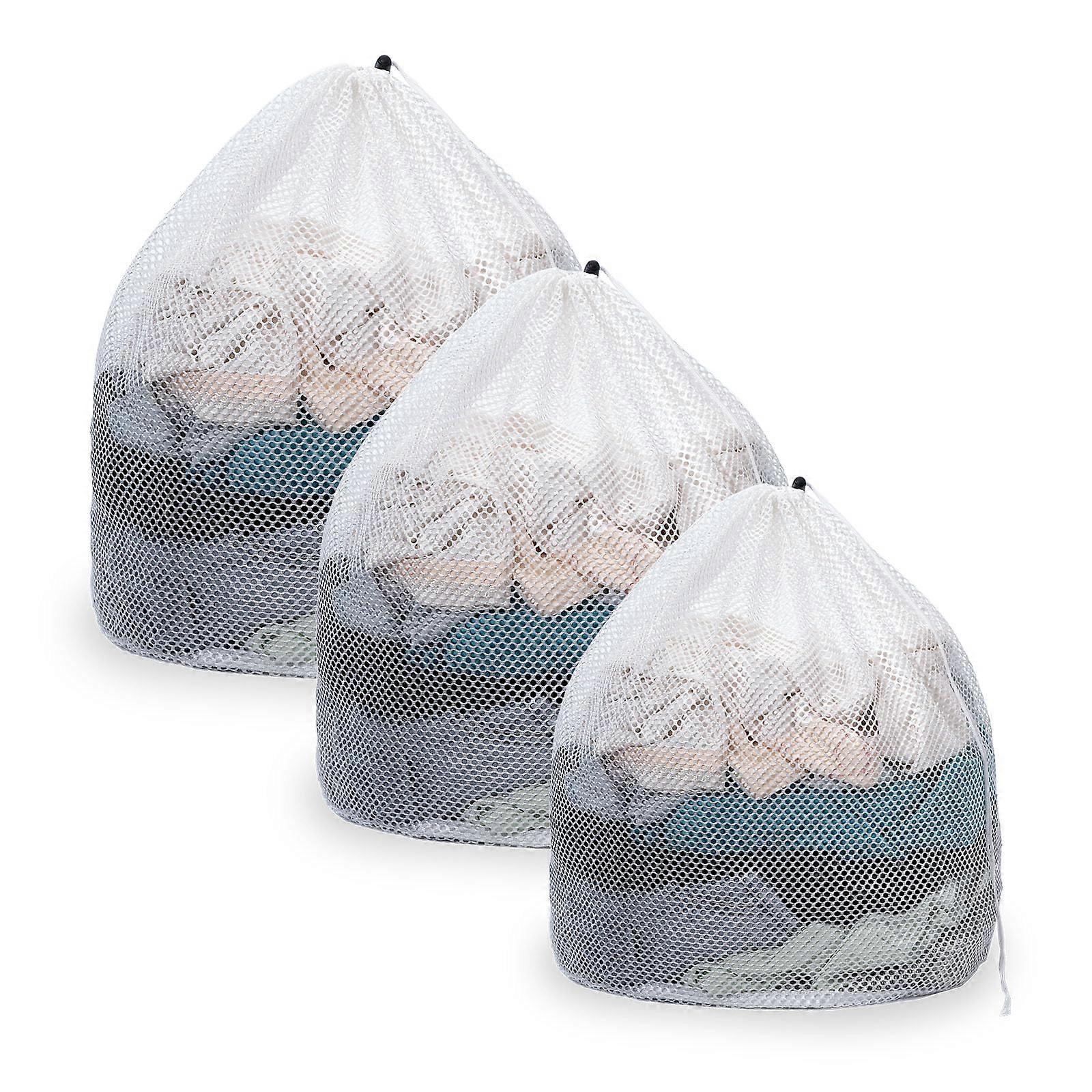 Laundry Bag Pack of 3 - Large, Medium, Small Linen Net with Drawstring for Washing Machine, Ideal for Travel and College