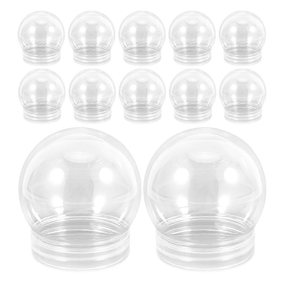 Plastic Snow Globe Clear Diy Globes With Screw Off Cap For Christmas Crafts Projects Round Decorative 12Pcs