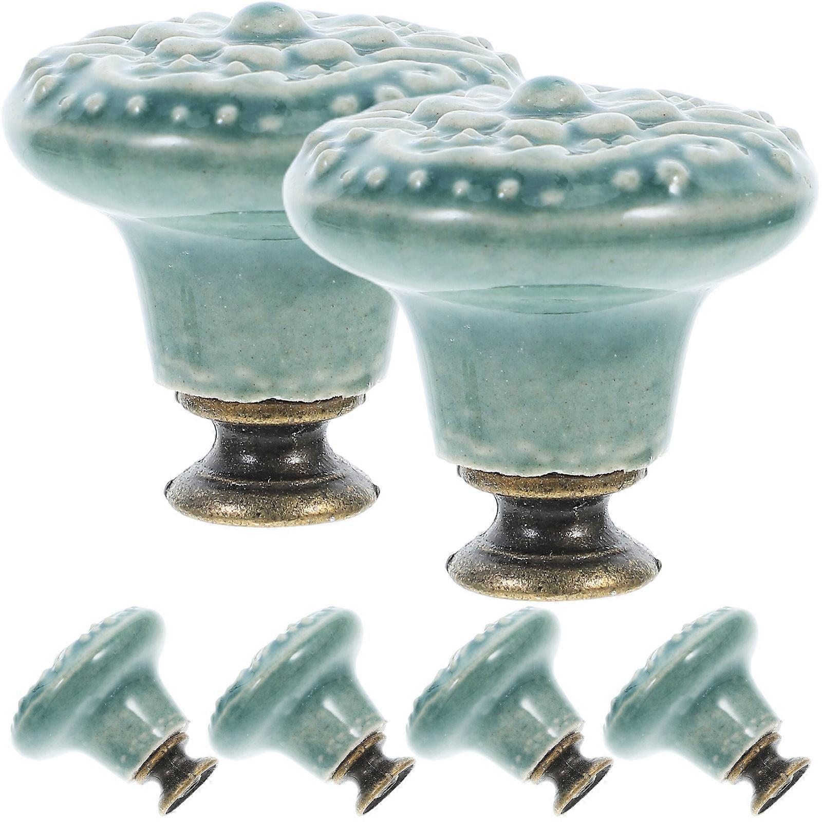 Antique Cabinet Knobs Ceramic Cabinet Door Handle Solution for Kitchen Wardrobe Home Decor Round 6Pcs