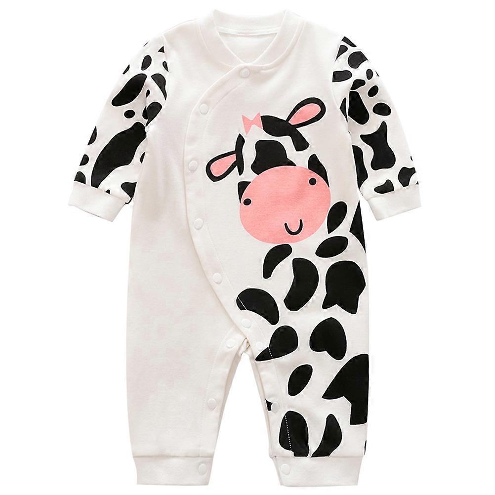 Cow Pattern Long Sleeve Romper Cute Jumpsuit for Spring Autumn Daily Wear & Photoshoots Comfortable Breathable Outfit Design
