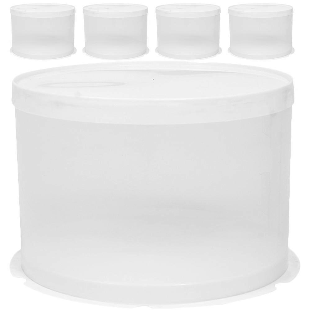 Cake Containers With Lids For Small Desserts Elegant Round Shape Safe Material 5Pcs White Transparent