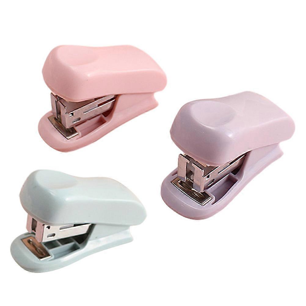 Desk Staplers Mini Office Supply Set Pink Manual Operation Binding For Classmates 3Pcs