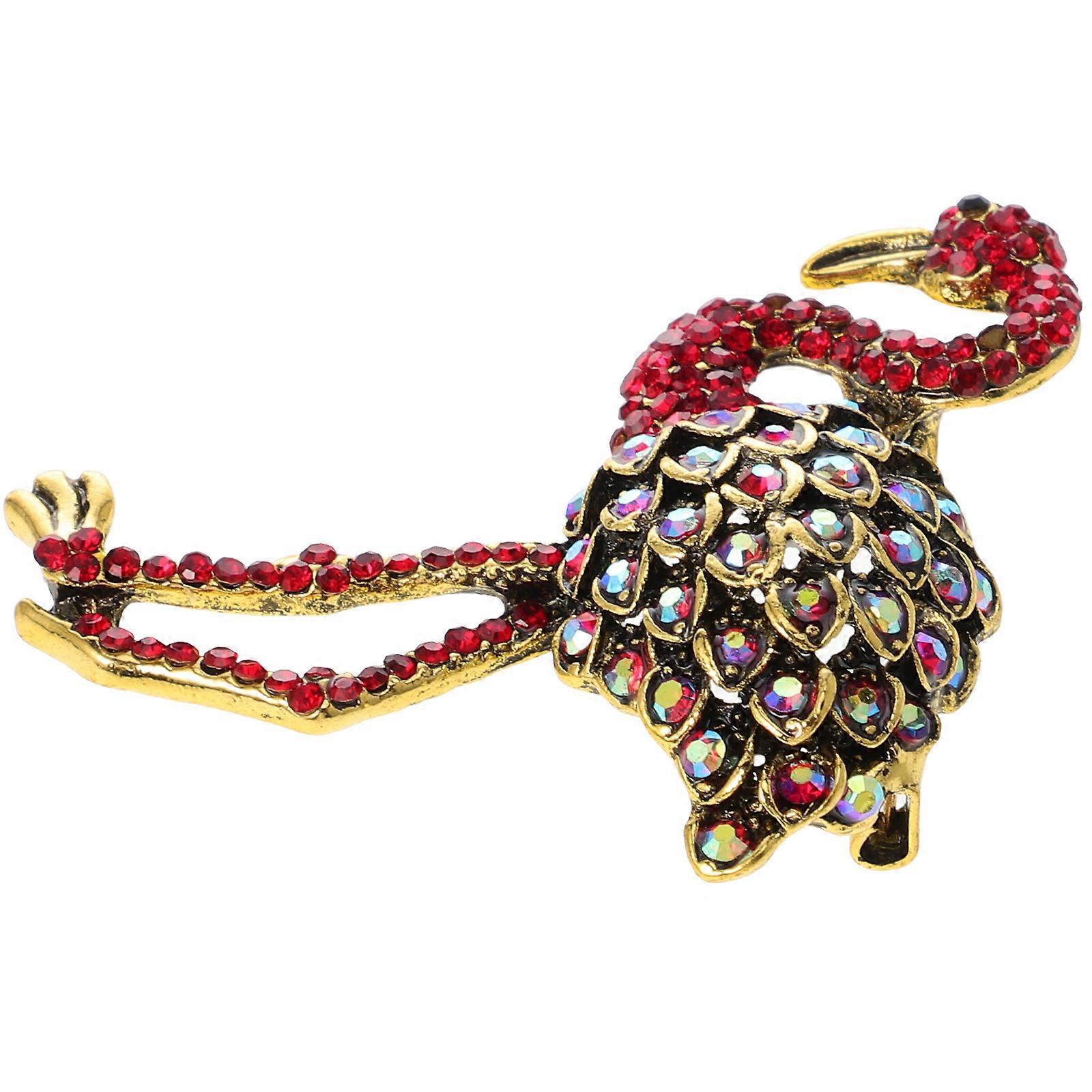 كريستال فلامنغو بروش سبائك حمراء نسائية بنات ملابس كليب ملحق 5.5 * 4.5 سنتيمتر زخرفة باقة الحفلات 1 قطعة