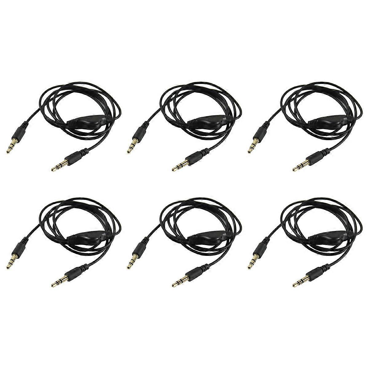 2Pcs 3.5mm Stereo Headphone Audio Cable With Volume Control Black